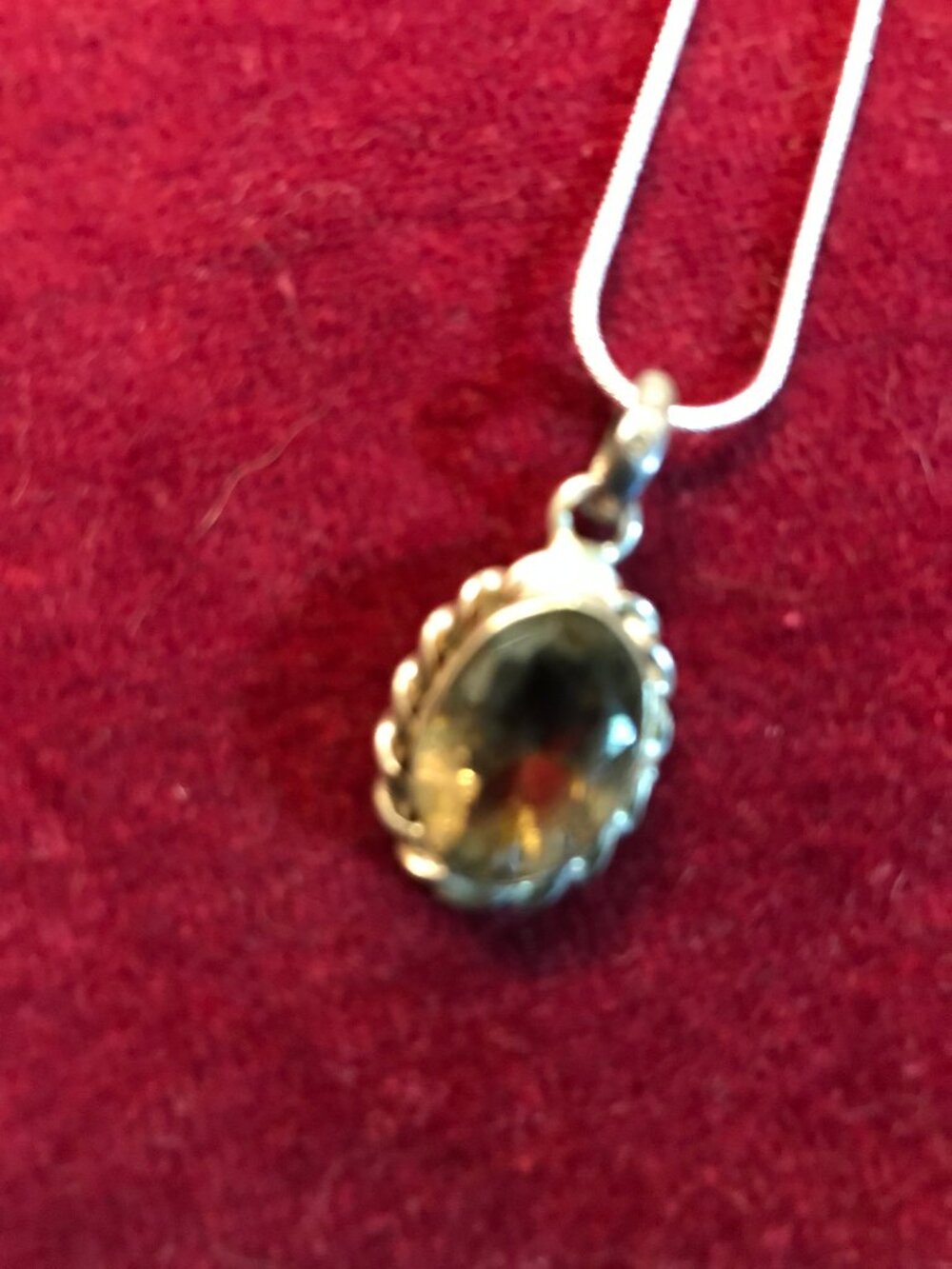Sterling silver smoky topaz pendant + chain